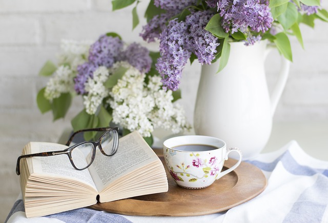 coffee, book, flowers, flower wallpaper, setting, romantic, flower background, beautiful flowers, rustic, teacup, nature, vintage, home, reading, lifestyle, cozy, relaxing, lilac, table, glasses